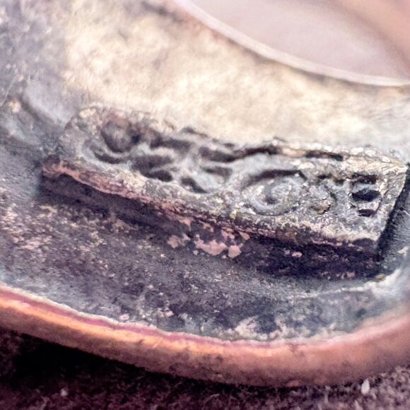 VTG Sterling Silver 925 Turquoise Bezel Set Scroll Pendant Size 1.25" Length - Picture 6 of 10